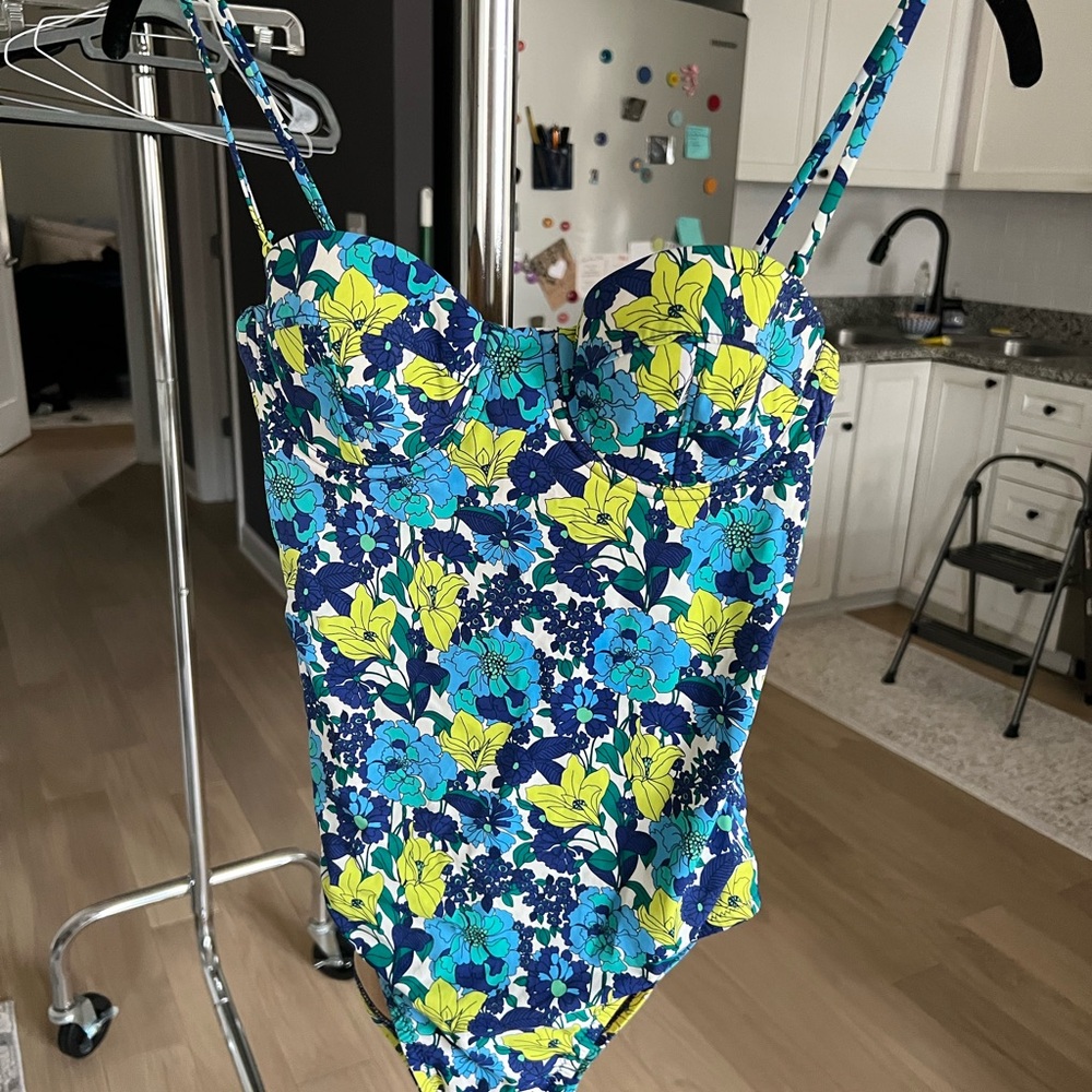 J. Crew Blue Floral Swimsuit